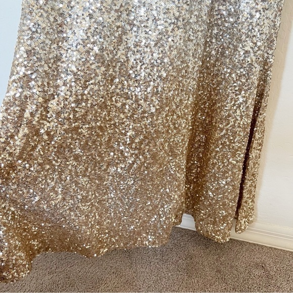 Lulus Infinite Dreams Ombre Sequin Trumpet Maxi Dress Gown Gold/Silver - Picture 12 of 12